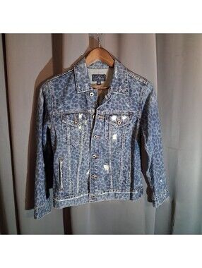 Lucky Brand Women's Leopard Print Denim Jacket Size Small